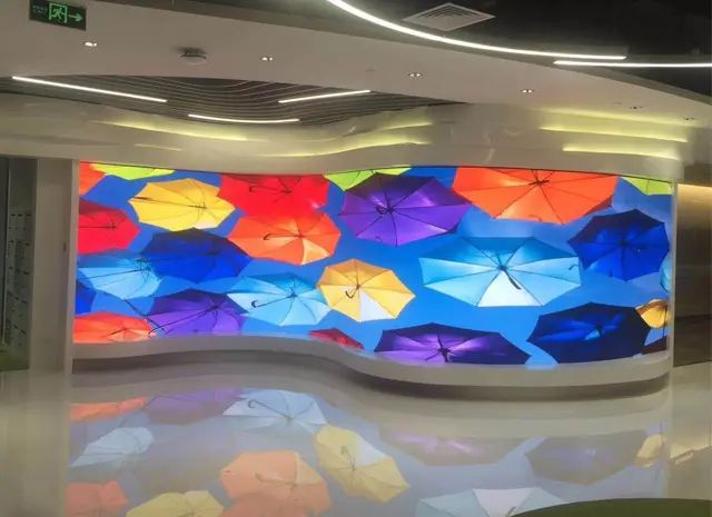 P2 flexible LED screen of Visual design curved screen in Exhibition video wall in shopping mall